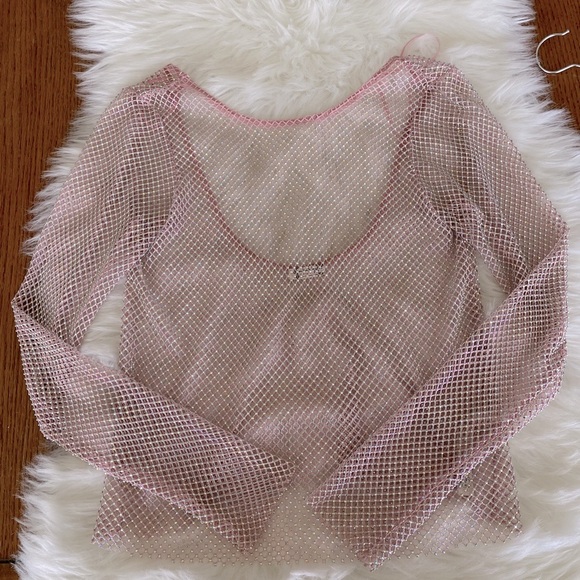 Pink sparkle fishnet free people top - Picture 2 of 8